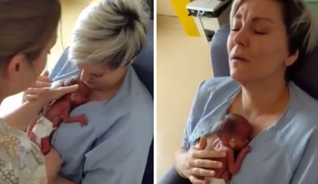 Prematüre bebeğini kucağına alan anne gözyaşlarını tutamadı