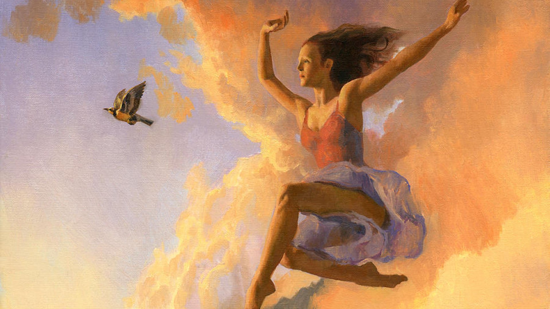 В голове иллюстрации как мы полетим. Полет в живописи. Летающие люди живопись. Картина полет. Летающие люди картина.
