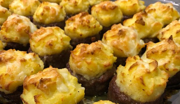 Fırında köfte çanağında muskatlı zerdeçallı patates tarifi