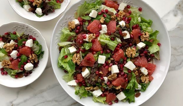Keçi peynirli greyfurtlu yeşil salata