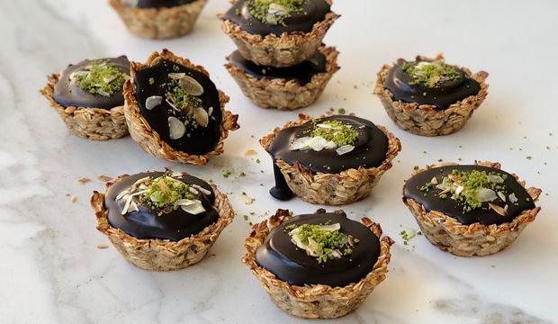 Yulaflı çikolatalı meyveli tartölet